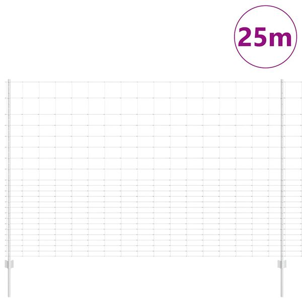 vidaXL Zaun mit Pfosten Silber 1.6 x 25 m Stahl