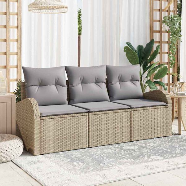 vidaXL Gartensofa-set Beige Poly-Rattan