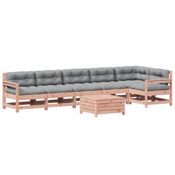 vidaXL 7-tlg. Garten-Lounge-Set mit Kissen Massivholz Douglasie