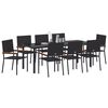 vidaXL Garten Essgruppe mit Kissen 9 pcs Schwarz Poly-Rattan