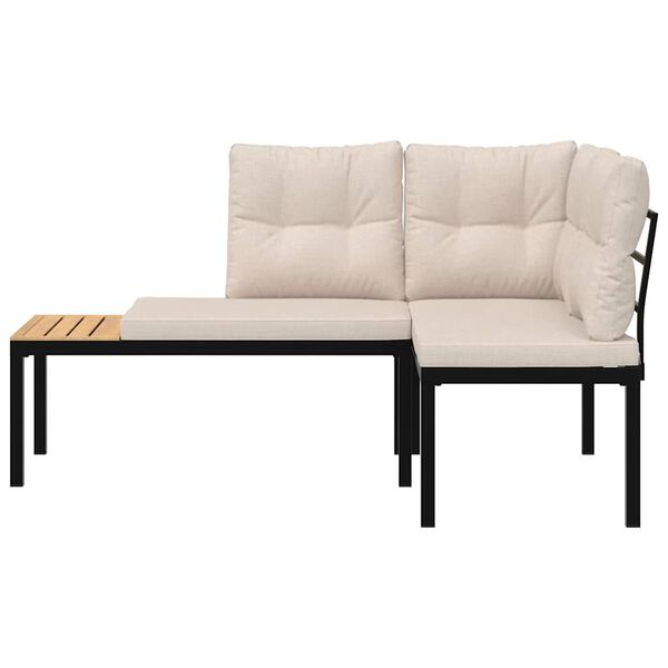 vidaXL Gartenb&auml;nke mit Kissen 2 Stk. Schwarz Pulverbeschichteter Stahl