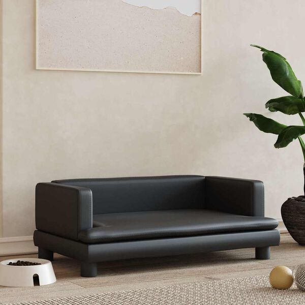 vidaXL Hundebett Schwarz 80x45x30 cm Kunstleder