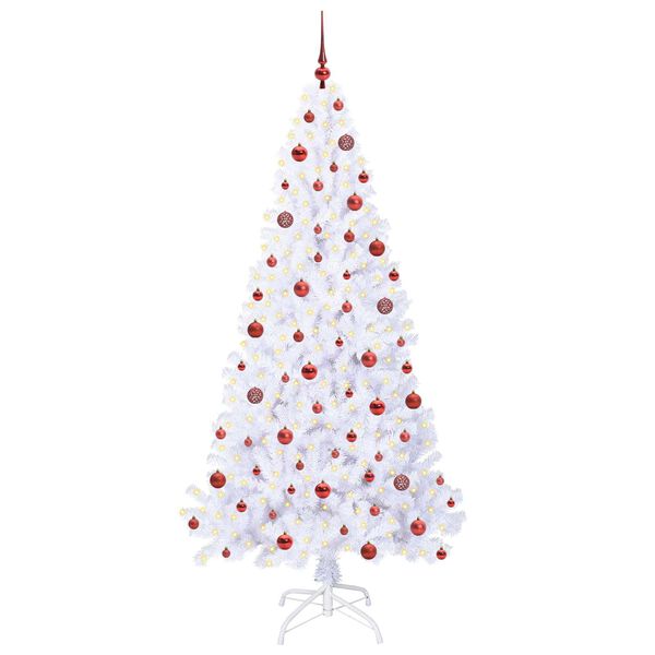 vidaXL K&uuml;nstlicher Weihnachtsbaum Wei&szlig; 210 cm PVC und Stahl
