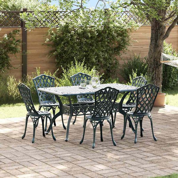 vidaXL Garten Essgruppe 7 pcs Gr&uuml;n Aluminium