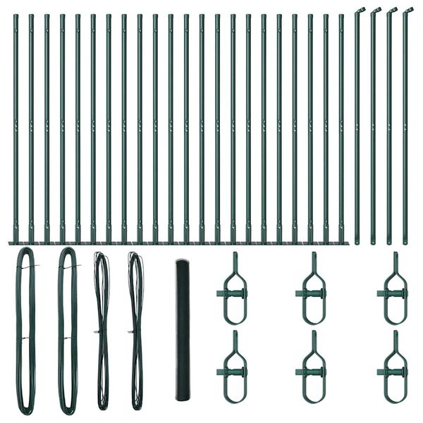 vidaXL Zaunpfosten Gr&uuml;n 50 x 1,4 m (13 mm Maschenweite) Stahl und PVC