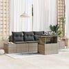 vidaXL Sofa Set mit Kissen 5 pcs Grau Poly-Rattan
