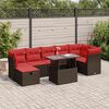 vidaXL 8-tlg. Garten-Sofagarnitur mit Kissen Braun Poly Rattan