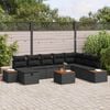 vidaXL Garten-Sofa-Set mit Kissen 9 pcs Schwarz Poly Rattan