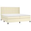 vidaXL Boxspringbett mit Matratze & LED Creme 200x200 cm Kunstleder