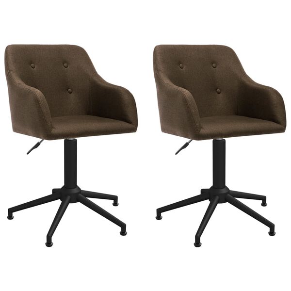 vidaXL Esszimmerst&uuml;hle 2 Stk. Drehbar Dunkelbraun Stoff