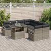 vidaXL Gartensofa-set mit Speicher mit Kissen 9 pcs Grau Poly-Rattan