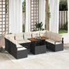 vidaXL Garten-Sofa-Set mit Kissen mit Kissen 10 pcs Schwarz und Creme
