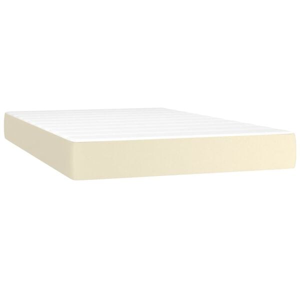 vidaXL Boxspringbett mit Matratze Creme 120x200 cm Kunstleder