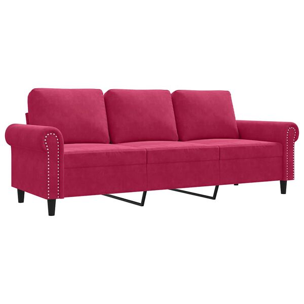 vidaXL 3-Sitzer-Sofa Weinrot 180 cm Samt
