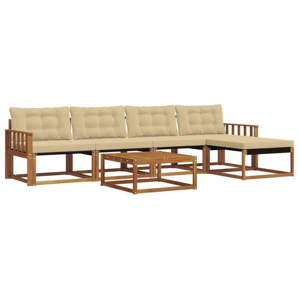 vidaXL Outdoor-Sofagarnitur mit Kissen 6 pcs Natur und Beige