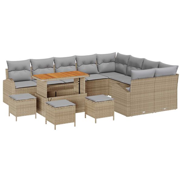 vidaXL Garten-Sofa-Set mit Kissen mit Kissen 13 pcs Beige und Hellgrau