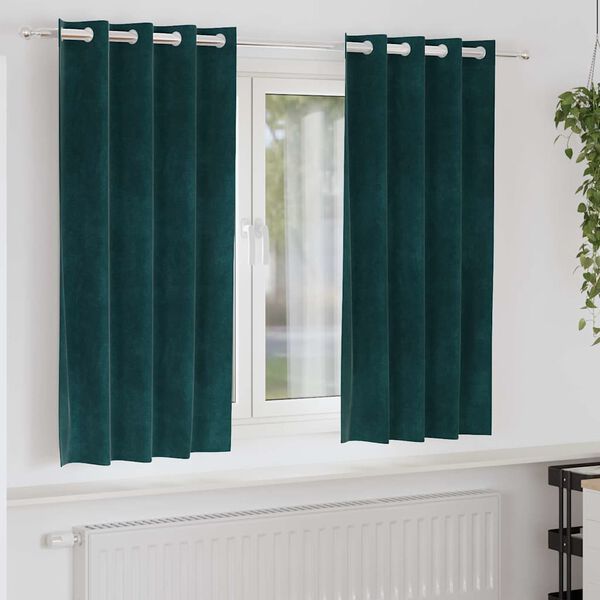 vidaXL Verdunkelungsvorh&auml;nge 2 pcs Dunkelgr&uuml;n 140 x 175 cm Samt