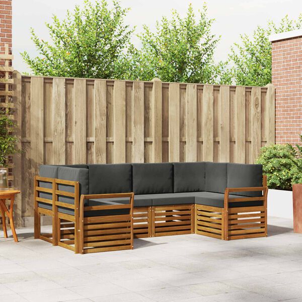 vidaXL Ecksofa Set 6 pcs Natur und Anthrazit Massivholz Akazie