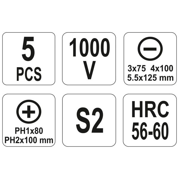 YATO 5-tlg. Schraubendreher-Set Isoliert 1000V