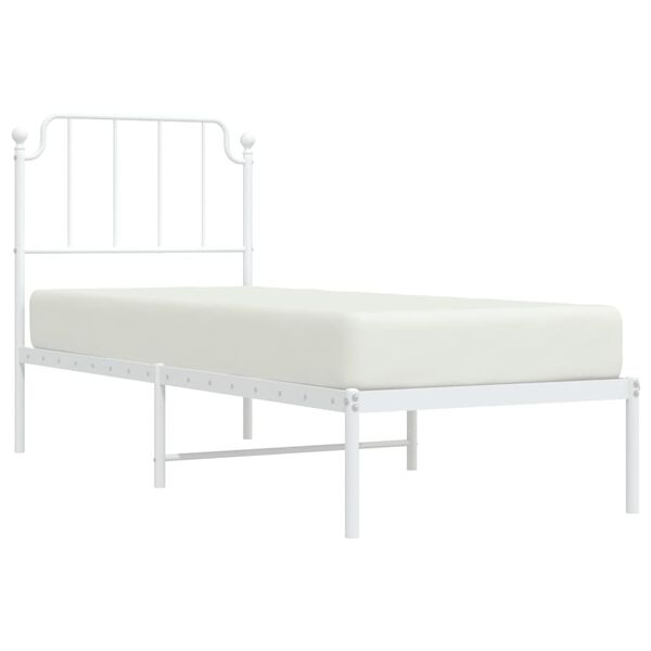 vidaXL Metallbett ohne Matratze mit Kopfteil Wei&szlig; 75x190 cm