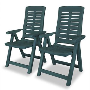 vidaXL Verstellbare Gartenst&uuml;hle 2 Stk. Kunststoff Gr&uuml;n