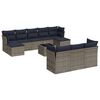 vidaXL 11-teiliges Gartensofa-Set mit Kissen, grau, Polyrattan