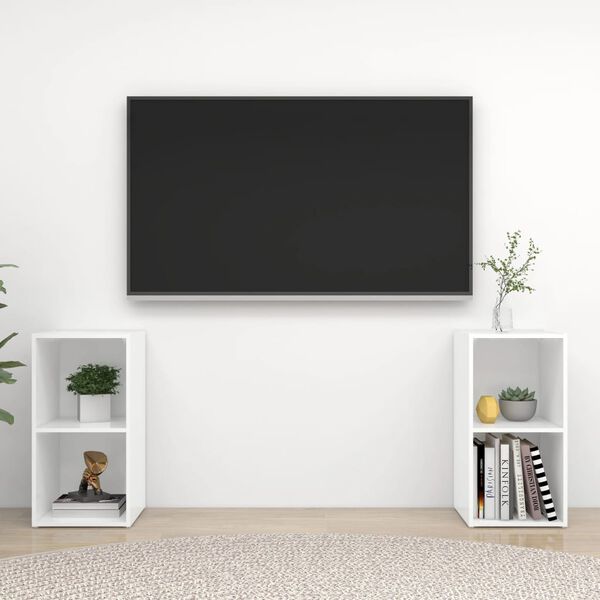 vidaXL TV-Schr&auml;nke 2 Stk. Hochglanz-Wei&szlig; 72x35x36,5 cm Holzwerkstoff
