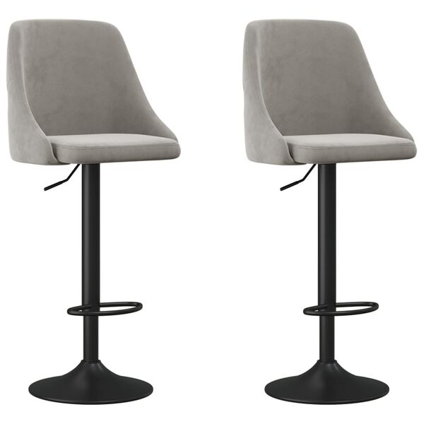 vidaXL Barhocker 2 Stk. Hellgrau Samt