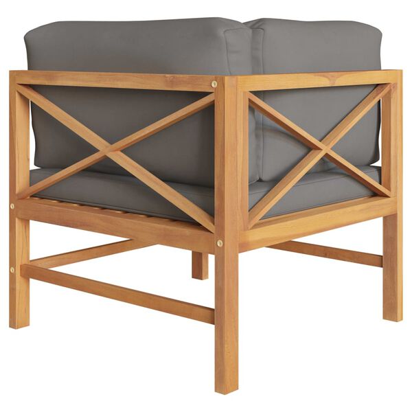 vidaXL Ecksofa mit Dunkelgrauen Kissen Teak Massivholz