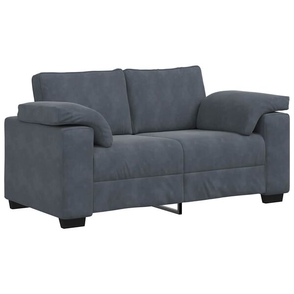 vidaXL 2-teiliges Sofa-Set mit Kissen, dunkelgrauer Samt