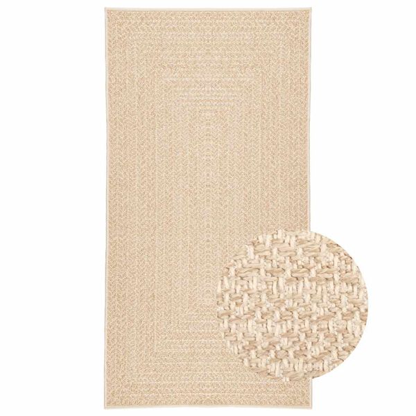 vidaXL Teppich ZIZUR Beige 60x110 cm Jute-Optik Indoor und Outdoor