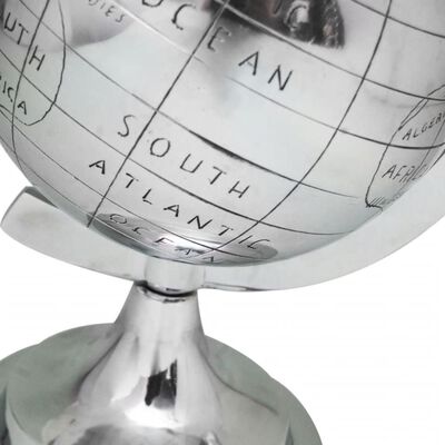 vidaXL Weltkugel mit Ständer Globus Aluminium Silber 35 cm