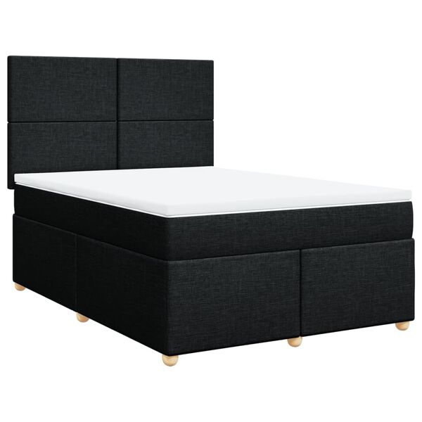vidaXL Boxspringbett mit Matratze Schwarz 140x190 cm Stoff