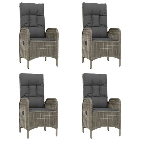 vidaXL 5-tlg. Garten-Essgruppe mit Kissen Schwarz und Grau Poly Rattan