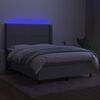 vidaXL Boxspringbett mit Matratze & LED Hellgrau 140x200 cm Stoff