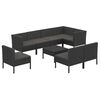vidaXL 9-tlg. Garten-Lounge-Set mit Auflagen Poly Rattan Schwarz