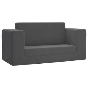 vidaXL Kinder-Schlafsofa 2-Sitzer Anthrazit Weicher Pl&uuml;sch