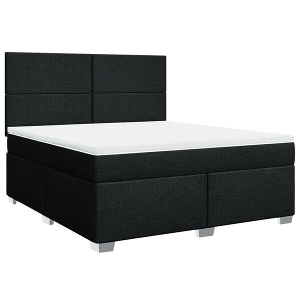 vidaXL Boxspringbett mit Matratze Schwarz 180x200 cm Stoff