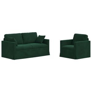 vidaXL Sofa Set 2 stk. Dunkelgr&uuml;n Samt