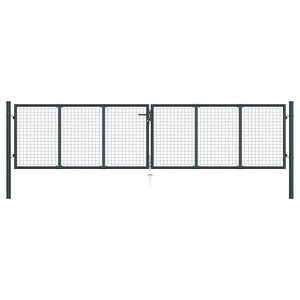 vidaXL Maschen-Gartentor verzinkter Stahl 400 x 75 cm Grau