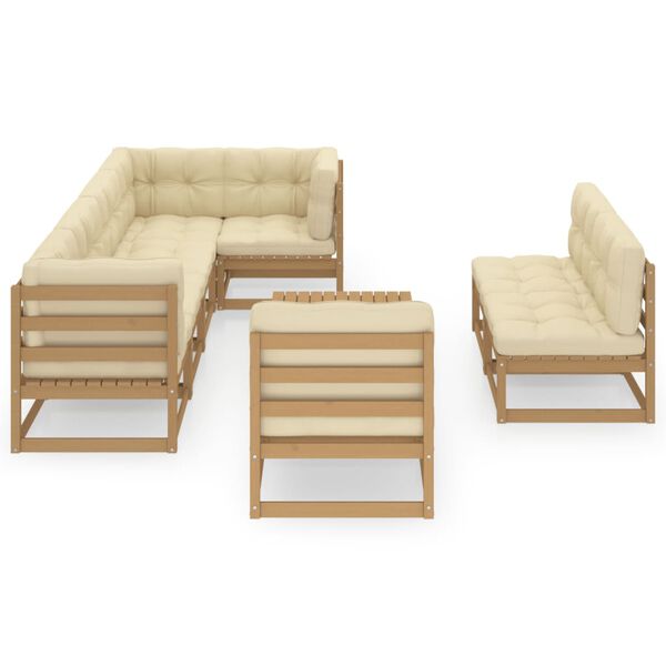 vidaXL 9-tlg. Garten-Lounge-Set mit Kissen Massivholz Kiefer