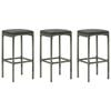 vidaXL Barhocker mit Kissen 3 Stk. Grau Poly Rattan