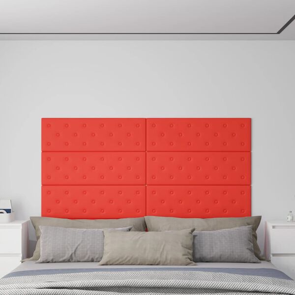 vidaXL Wandpaneele 12 Stk. Rot 90x30 cm Kunstleder 3,24 m&sup2;