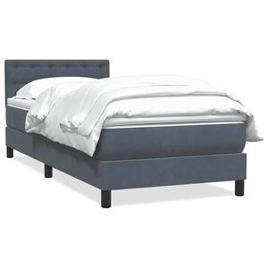 vidaXL Boxspringbett mit Matratze Dunkelgrau 90x220 cm Samt