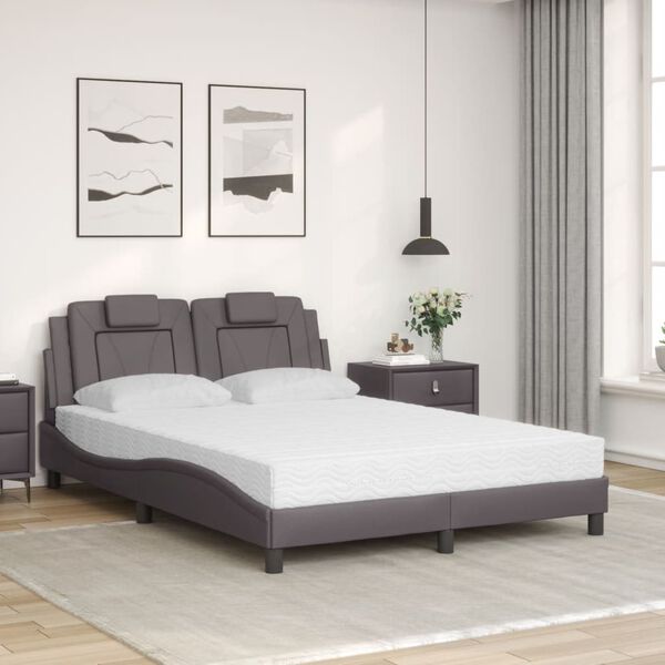 vidaXL Bett "Viana" mit Matratze Grau 140x200 cm Kunstleder
