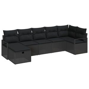 vidaXL Sofa Set 7 Stk. Schwarz Poly-Rattan