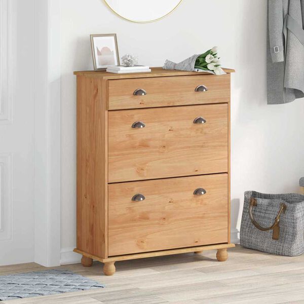 vidaXL Schuhschrank ASKIM Braun 85 x 35 x 108 cm Massives Kiefernholz