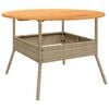 vidaXL Gartentisch mit Holzplatte Beige Ø110x71 cm Poly Rattan