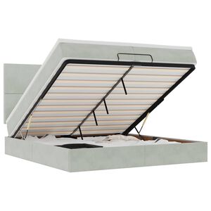 vidaXL Ottoman-Bett mit Matratzen & LEDs Hellgrau 200x200 cm Samt