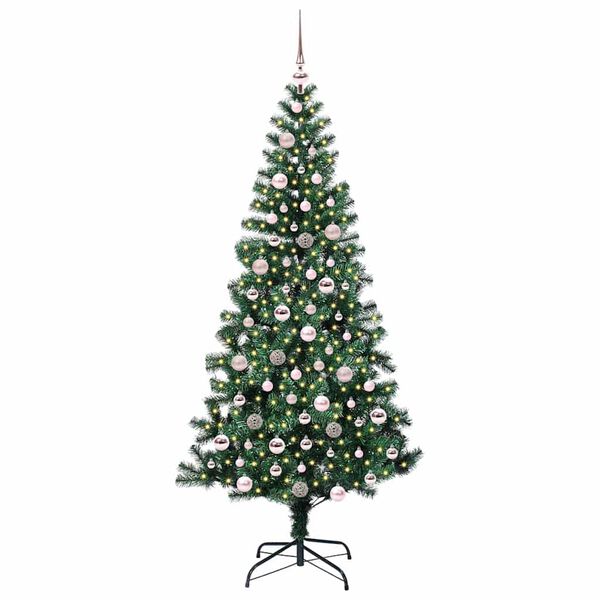 vidaXL K&uuml;nstlicher vorbeleuchteter Weihnachtsbaum Gr&uuml;n 210 cm